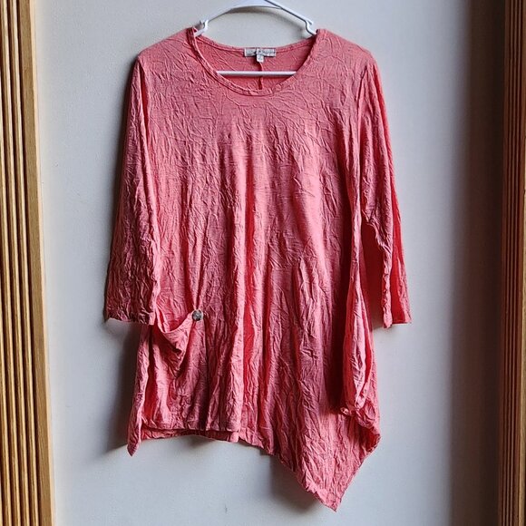 Jess & Jane Pink Angled Scoop Neck Jersey Size Small - Picture 1 of 14